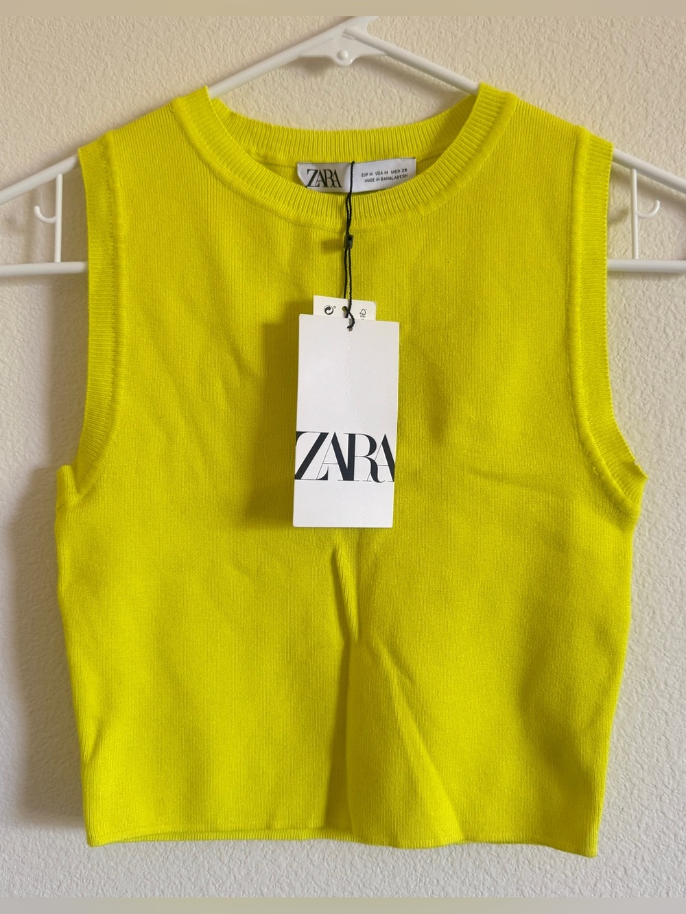 NWT Zara Ribbed Sleeveless Tank in Yellow Size Medium